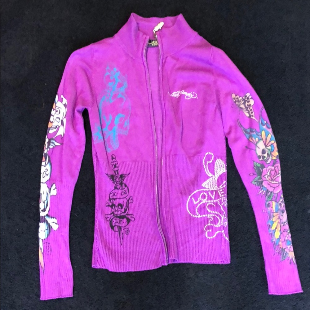 Ed hardy zip front jacket